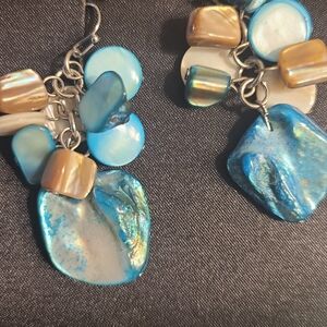 Mixit Iridescent Blue and Tan Dangle Earrings